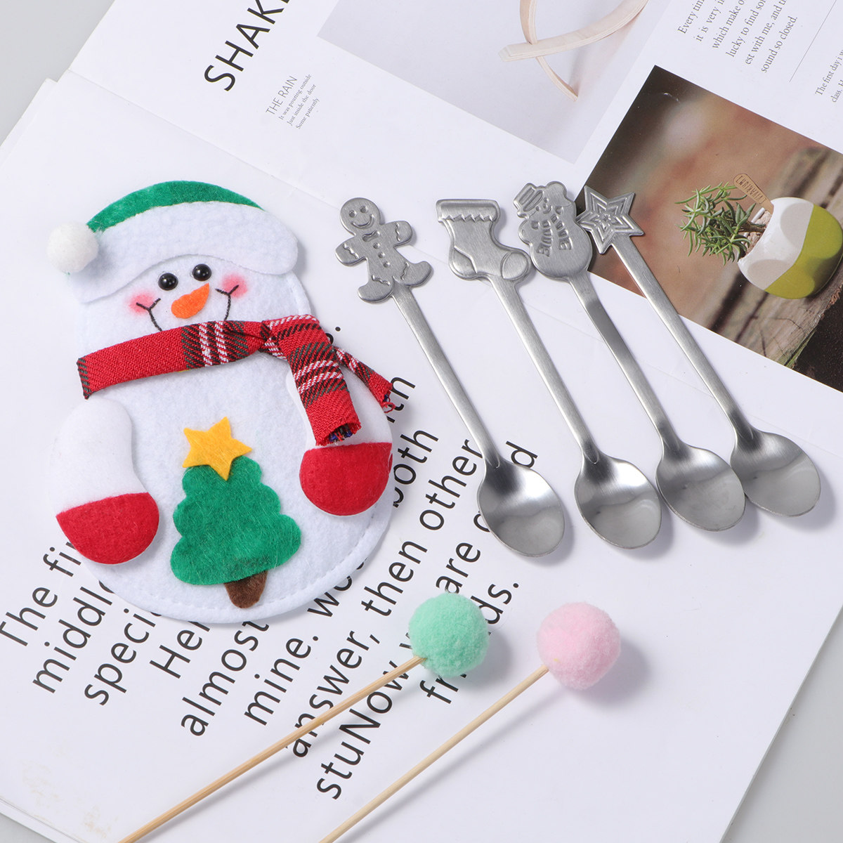 Coffee Tea Spoon - 5Pcs Stainless Steel Christmas Spoon Set