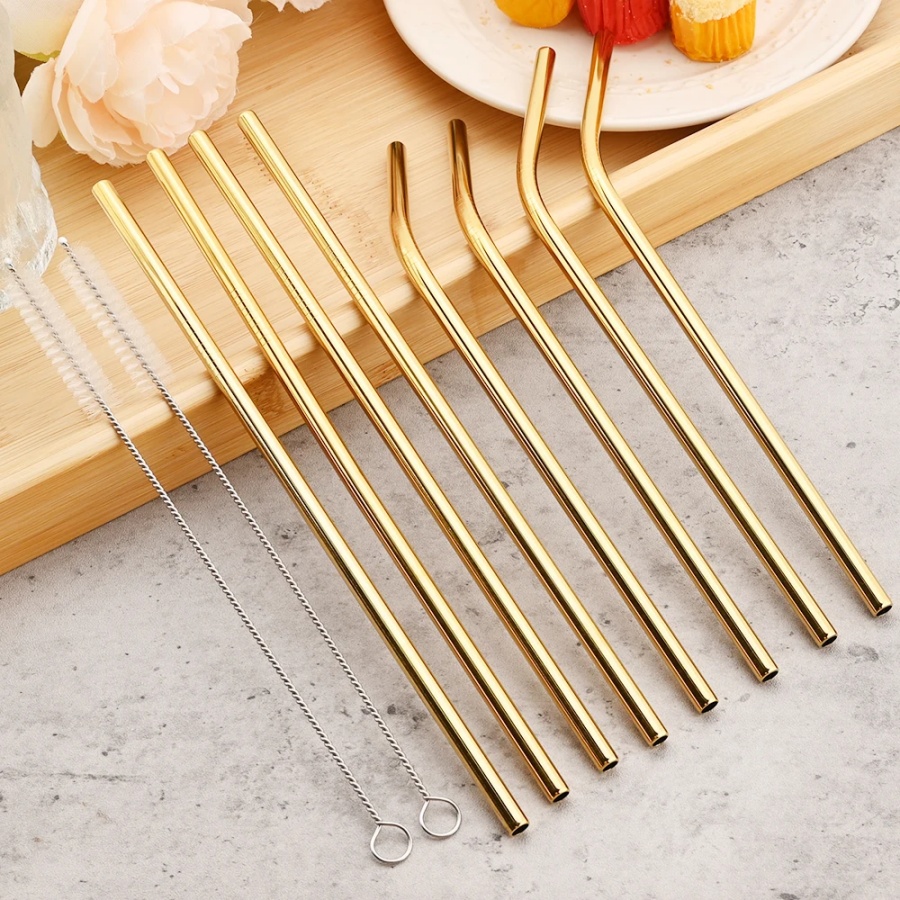 Coffee Tea Uses - 4pcs reusable gold straws milk tea