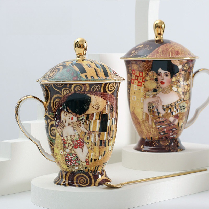 Coffee Tea Spoon - European Ceramic Mug with Lid and