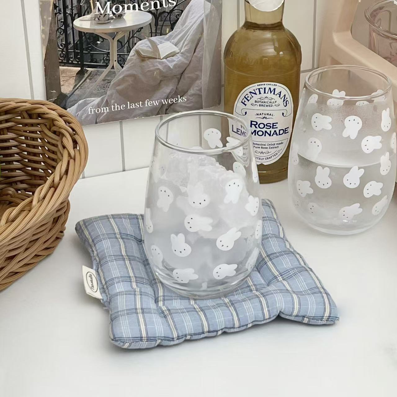 Cute Miffy Rabbit Printed Glas - Water Tea And Coffee ulasan dan harga