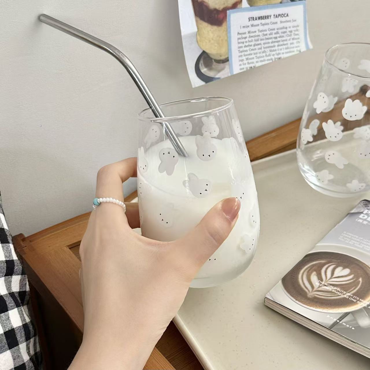 Cute Miffy Rabbit Printed Glas - Water Tea And Coffee ulasan dan harga