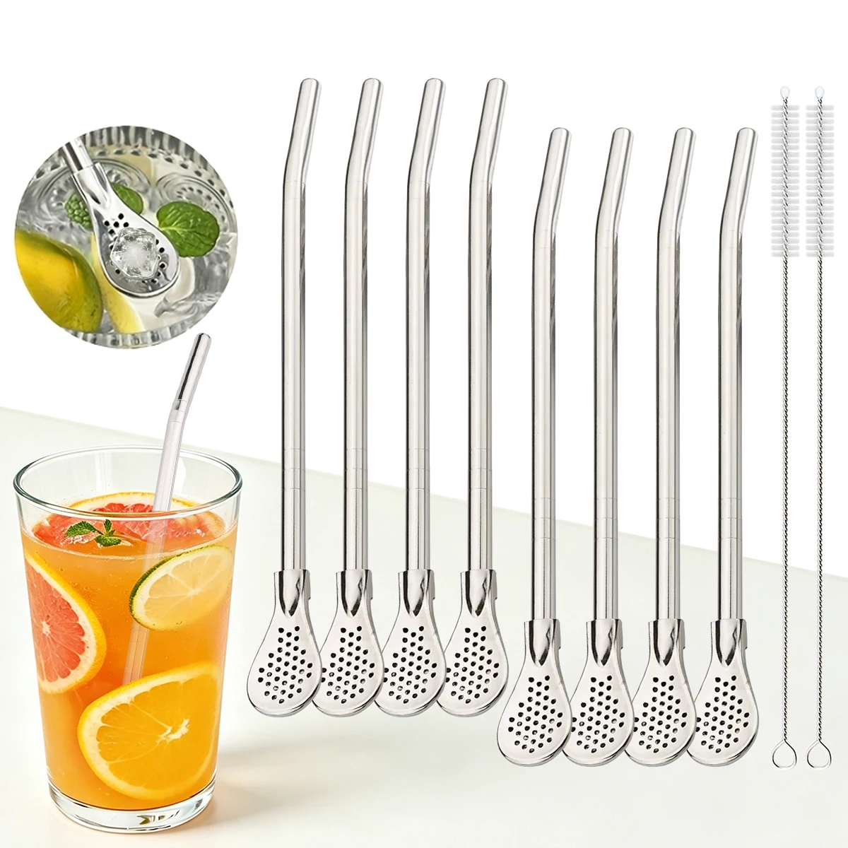 8pcs Filter Tea Straw Spoon Se - Coffee Tea Spoon ulasan dan harga
