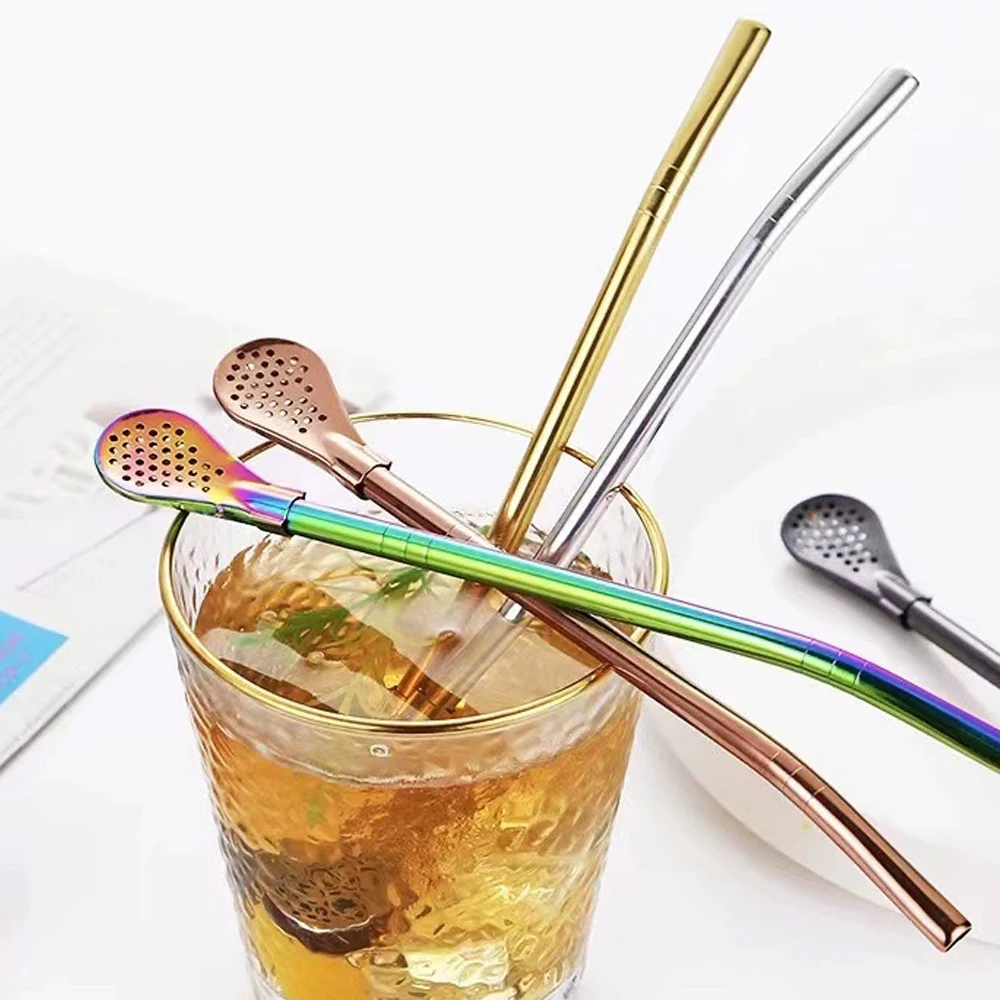 8pcs Filter Tea Straw Spoon Se - Coffee Tea Spoon ulasan dan harga