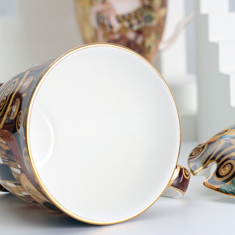 European Ceramic Mug with Lid  - Coffee Tea Spoon ulasan dan harga