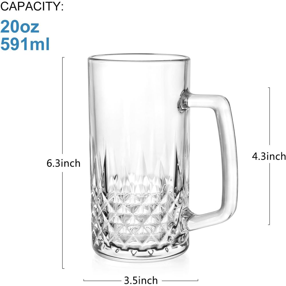 20 oz Heavy Glass Mugs Set of  - Coffee Tea Gift ulasan dan harga