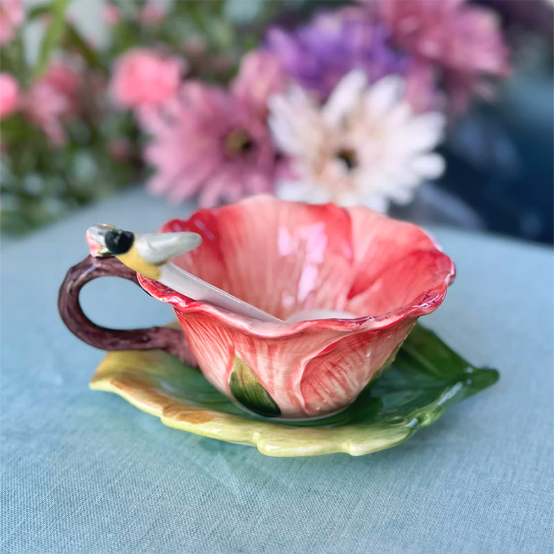 Ceramic Flower Coffee Cup with - Coffee Or Tea Please ulasan dan harga